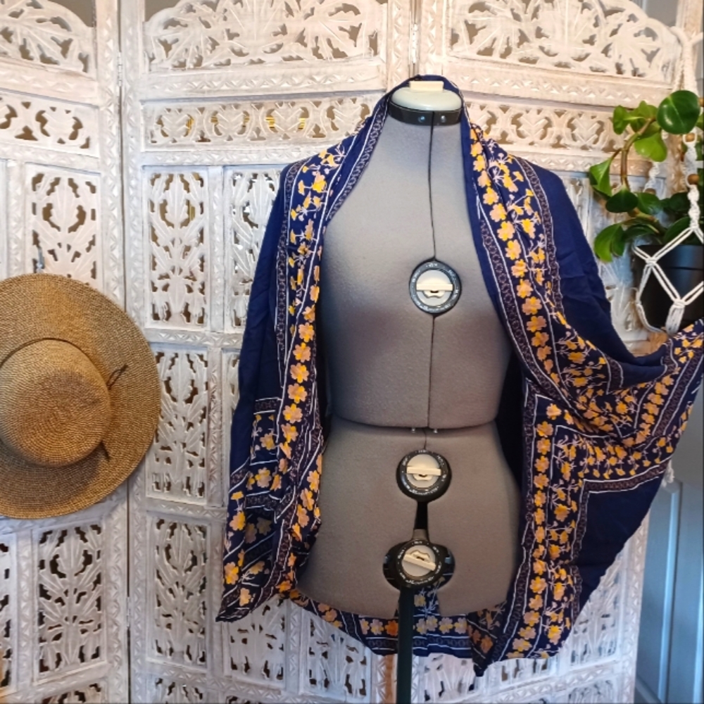 Led Zepplin Blue Yellow Floral Festival Kimono